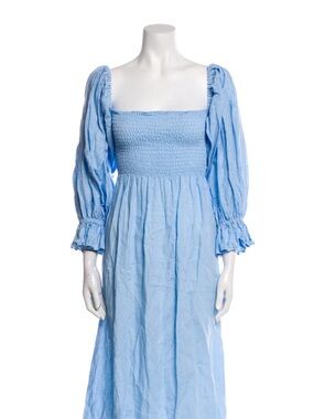 Sleeper Atlanta Linen Dress in Light Blue